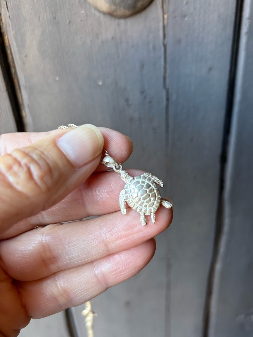 Vintage Sterling Silver Sea Turtle Pendant Necklace - Picture 3 of 13